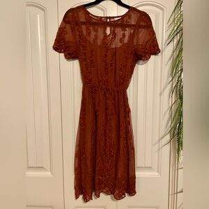 Elegant burnt orange Lace Dress
